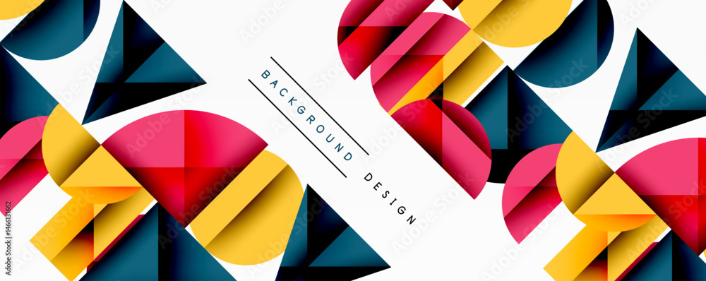 Aufkleber Abstract geometric pattern. Circles, triangles, vibrant colors create dynamic composition. Modern design element for backgrounds.