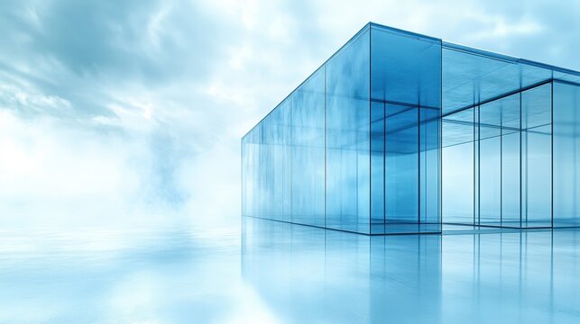 Serene azure architecture shimmering office vista reflecting sky modern corporate building exterior design with glass facade