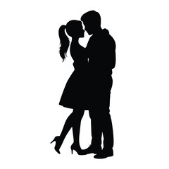 Romantic Couple Silhouette Embracing Passionately in Love