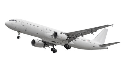 Obraz premium White Airplane in Flight with Extended Landing Gear