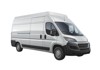 Naklejka premium Sleek White Commercial Vehicle on Plain Background