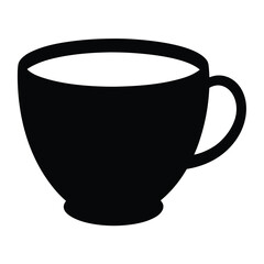 herbal tea vector silhouette icon, black and white illustration of drinks.