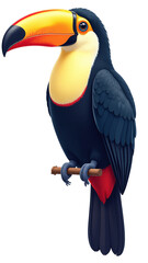 Fototapeta premium Vibrant colorful toucan bird perched on branch eco friendly tropical paradise marketing campaign hero image corporate branding element