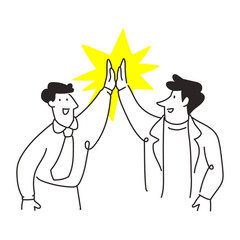 Teamwork High Five Business Partnership Illustration
