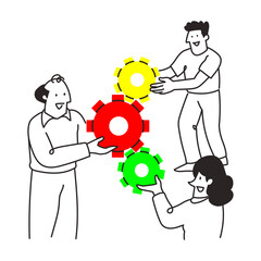 Teamwork Gear Collaboration Business Concept Illustration