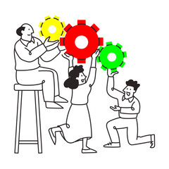 Teamwork Gear Collaboration Business Concept Illustration