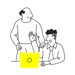 Team Collaboration Office Laptop Illustration