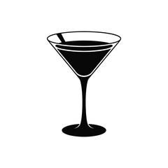 Classic Martini Cocktail Glass Icon Black Silhouette