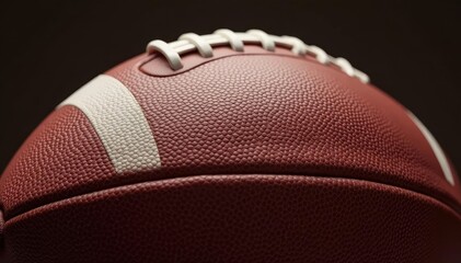 Fototapeta premium Close-up of an American football made of pigskin leather, showing texture and stitching , fall, rough, gridiron