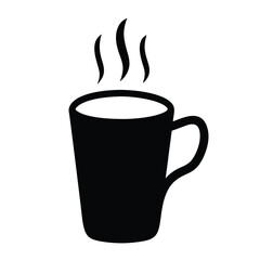 hot buttered rum vector silhouette icon, black and white illustration of drinks.