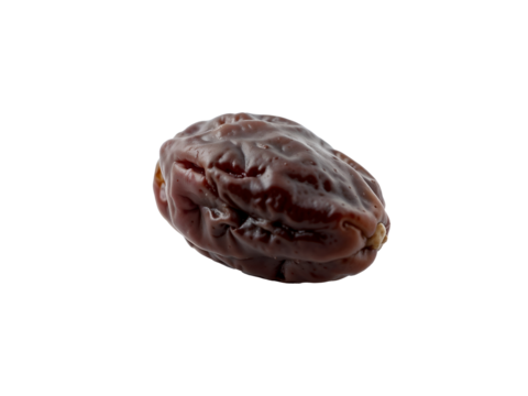 Single dark dried date isolated on transparent background. Great for healthy food or Ramadan-themed content. Generative AI