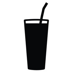 iced tea vector silhouette icon, black and white illustration of drinks.