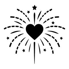 Heart-Shaped Fireworks Burst. vector: Ideal for use as a tattoo, icon, web graphic design, and infographic concepts.