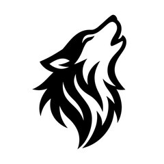 Howling Wolf Silhouette in Motion. eps animal vector: Ideal for use as a tattoo, icon, web graphic design, and infographic concepts."