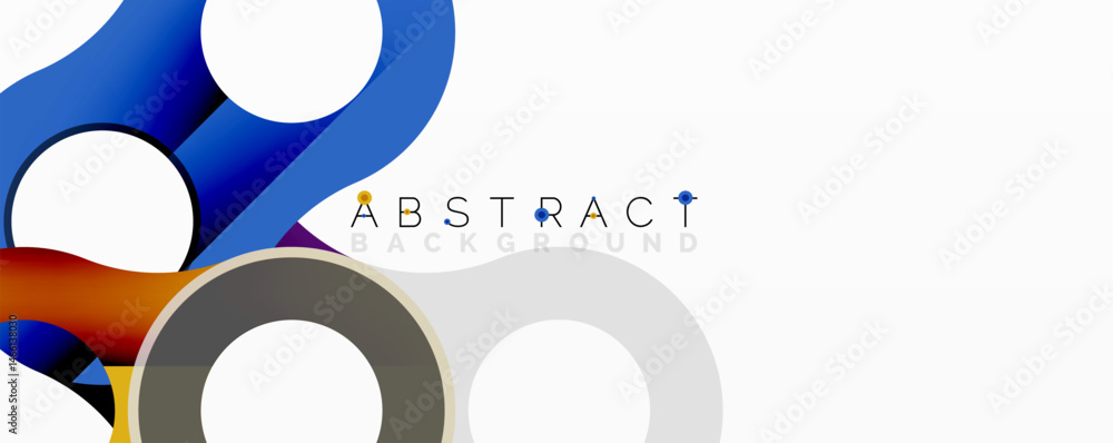 Aufkleber Bright abstract shapes overlap, creating dynamic visual effect. Modern design with blue, gray, orange hues. Clean background.