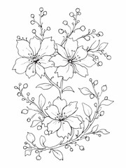 Hazel Flower line art beauty in soft lines.eps