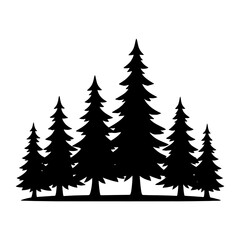 Fototapeta premium Minimalist Evergreen Forest Silhouette. vector: Ideal for use as a tattoo, icon, web graphic design, and infographic concepts.