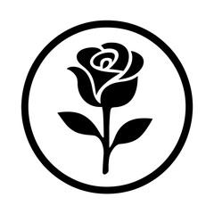 Minimalist Rose Emblem in Black and White. eps. vector: Ideal for use as a tattoo, icon, web graphic design, and infographic concepts."