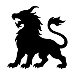 Obraz premium Mythical Chimera in High Contrast. vector: Ideal for use as a tattoo, icon, web graphic design, and infographic concepts.