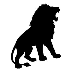 Roaring Lion Silhouette in Profile. animal vector: Ideal for use as a tattoo, icon, web graphic design, and infographic concepts.