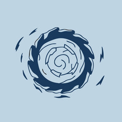 Abstract Swirling Circle Design Element, Navy Blue