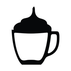 latte art vector silhouette icon, black and white illustration of drinks.