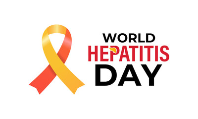 World Hepatitis Day medical Awareness concept. Liver with Stethoscope and Realistic ribbon background design template. Abstract concept graphic depicting liver disease, cirrhosis, and cancer.