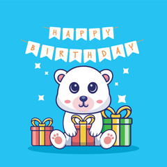 birthday card with teddy bear perfect for character design 