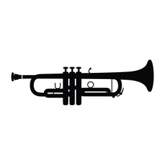Naklejka premium Black Silhouette of a Trumpet Musical Instrument