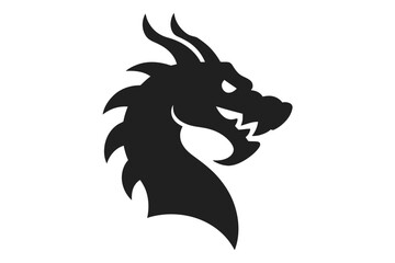 Dragon head silhouette mythical beast illustration