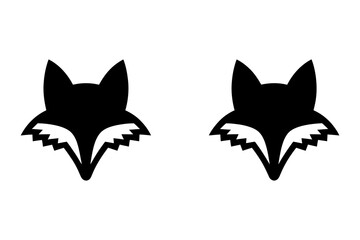 Two black fox head silhouette vector illustrations