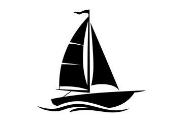 Sailboat black silhouette vector clip art image