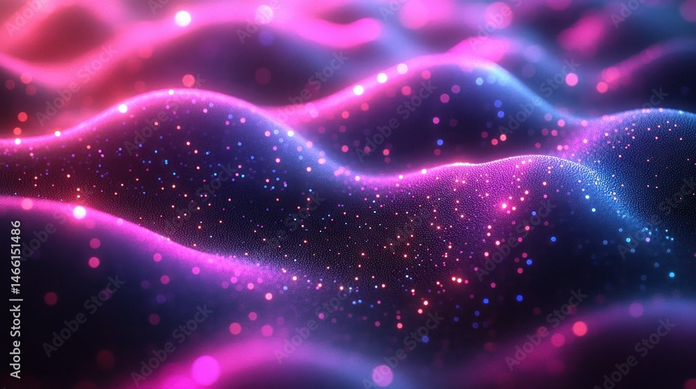 Poster abstract vibrant glowing particle waves background