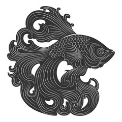 Decorative Betta Fish Vector Illustration – Ornamental Fighting Fish Design

