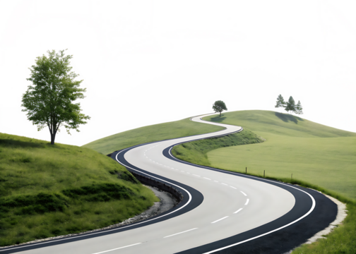 curvy road isolated on background white