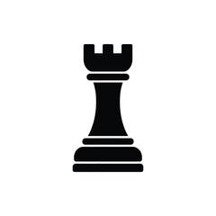 Black Chess Rook Piece Icon Strategy Game Symbol