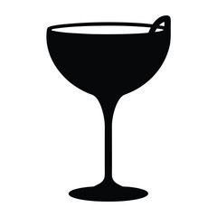 sangria glass vector silhouette icon, black and white illustration of drinks.