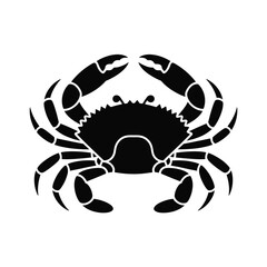 Simple Black Silhouette of a Crab Seafood Icon