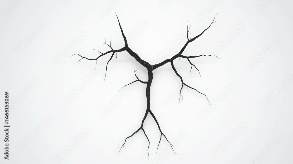 Poster abstract black branches on a white background emphasizing natural patterns and designs