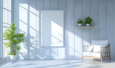 Bright minimalist interior design sunlight room