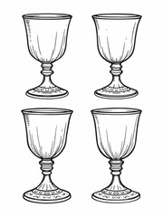 Elegant Brass Goblet Line Art with Subtle Detailing.eps
