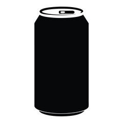 soda can vector silhouette icon, black and white illustration of drinks.