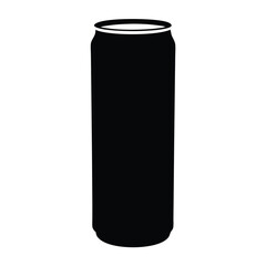 soda can vector silhouette icon, black and white illustration of drinks.