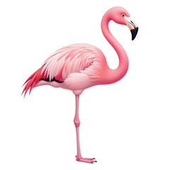 Fototapeta premium Pink flamingo illustration, standing flamingo bird, for design or website, isolated on transparent background, png