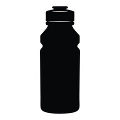 sports drink bottle vector silhouette icon, black and white illustration of drinks.