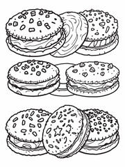 Elegant line art of delicious chocolate cookies filling.eps