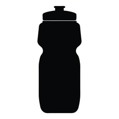 sports drink bottle vector silhouette icon, black and white illustration of drinks.