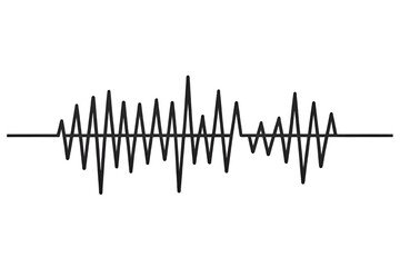 Minimalist Sound Wave Line Drawing – Simple Audio Waveform on White Background