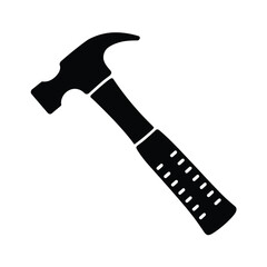 Black Silhouette of Claw Hammer Tool Icon Graphic