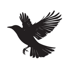 Black Hummingbird Silhouette Isolated on White Background. Elegant Minimalist Bird Icon Perfect for Logo Design, Nature Illustrations, Tattoos, and Graphic Projects.